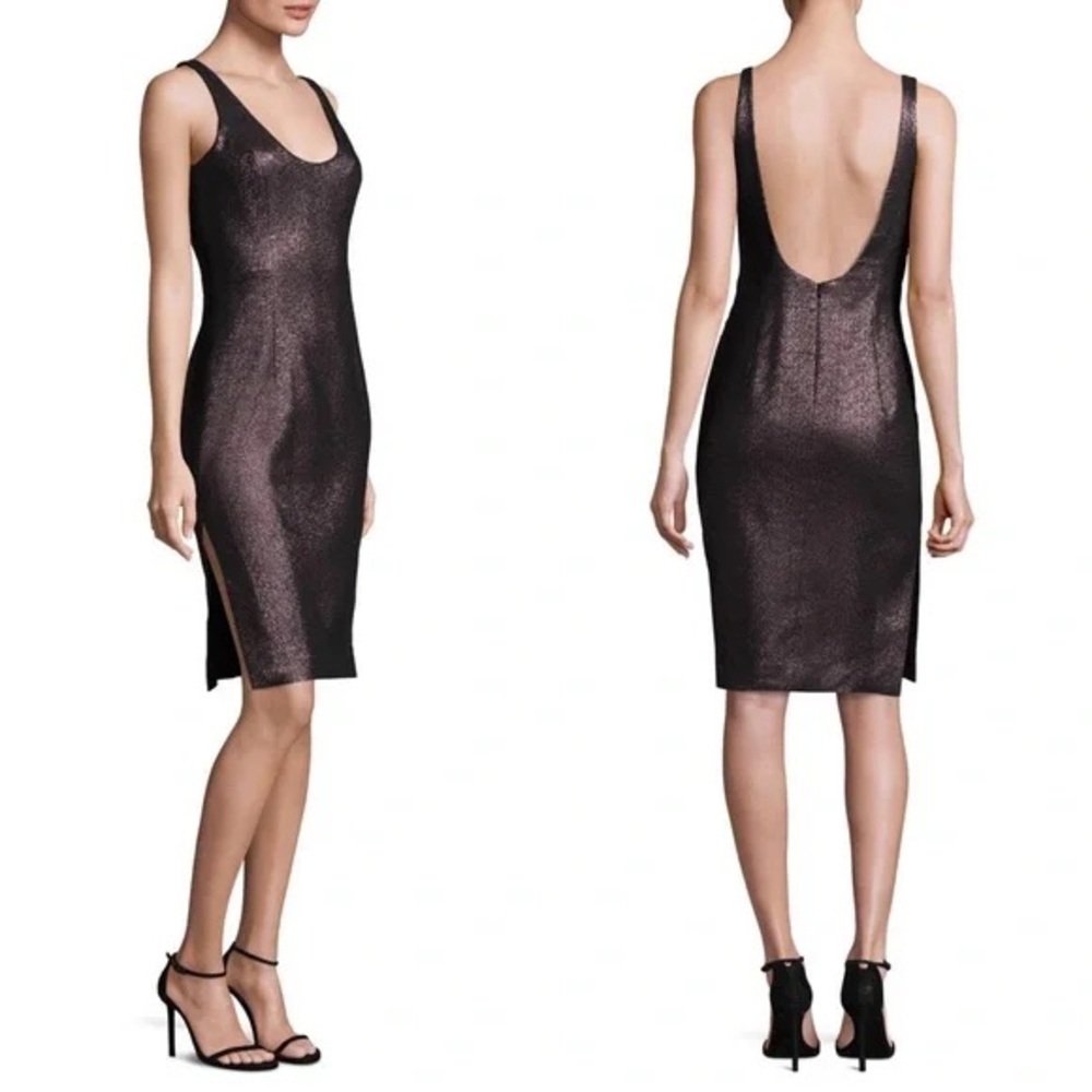 Milly Pink Lurex Bodycon Cora Scoop Sheath Dress